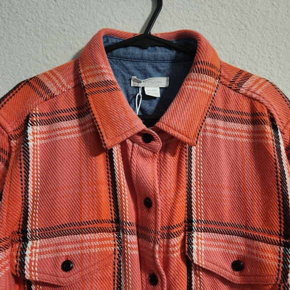 Outerknown NWT Women’s Dawn Blanket Shirt Orange Plaid Organic Cotton M/L - Picture 5 of 10